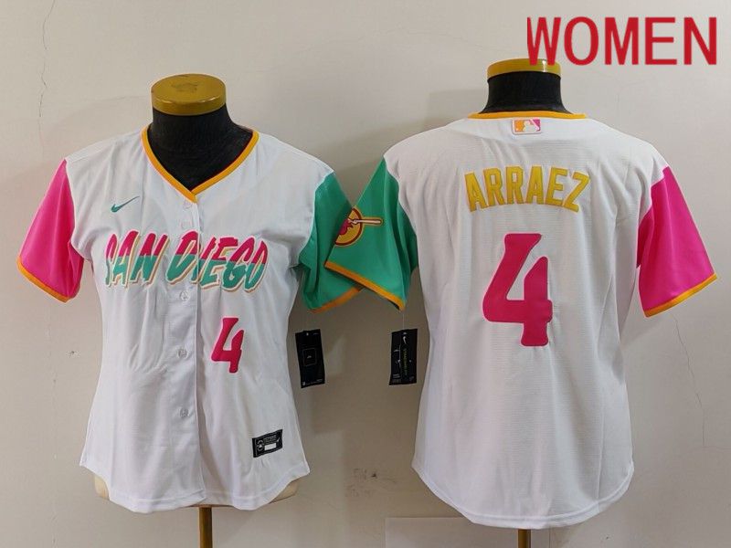 Women San Diego Padres #4 Arraez White City Edition Nike 2024 MLB Jersey style 4->->Women Jersey